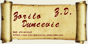 Zorilo Dunčević vizit kartica
